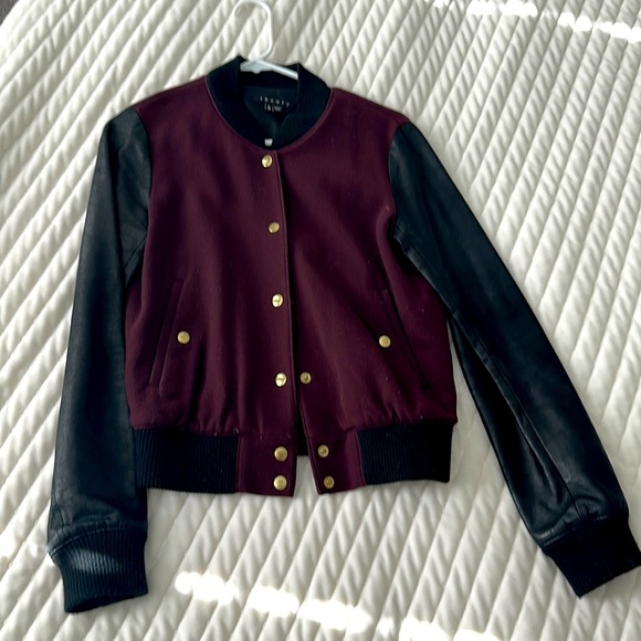 Theory leather letterman’s jacket - Picture 1 of 3